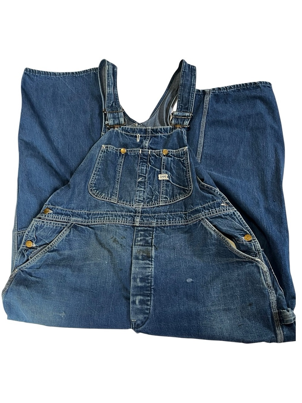 VTG 60/70s Lee Jelt Denim Sanforized Distresses Denim Overalls